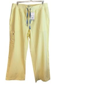 Figs High Waisted Isabel Wide Leg Scrub Pants in Butter Yellow 2 XL Reg **NWT**